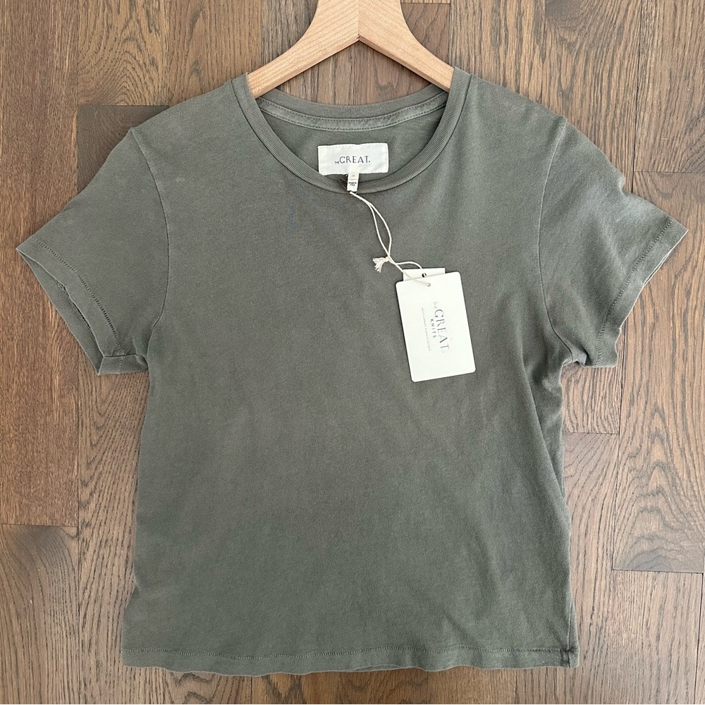 NWT The Great The Little Tee Crew Neck Short Sleeve T-Shirt in Green Size 0 / XS